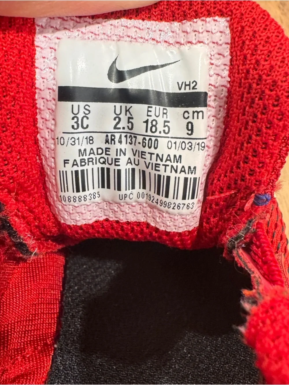 Nike Downshifter Kids Red Black Athletic Sneakers Baby 3C Athletic